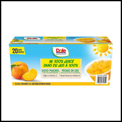 (COSTCO BULK) Dole Diced Peach Cups 20x107ml