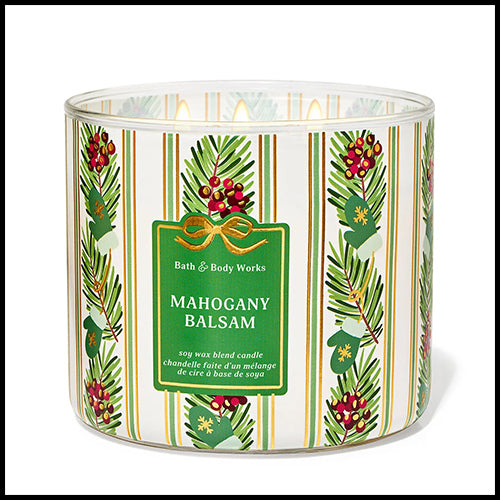 White Barn 3 Wick Candle Mahogany Balsam