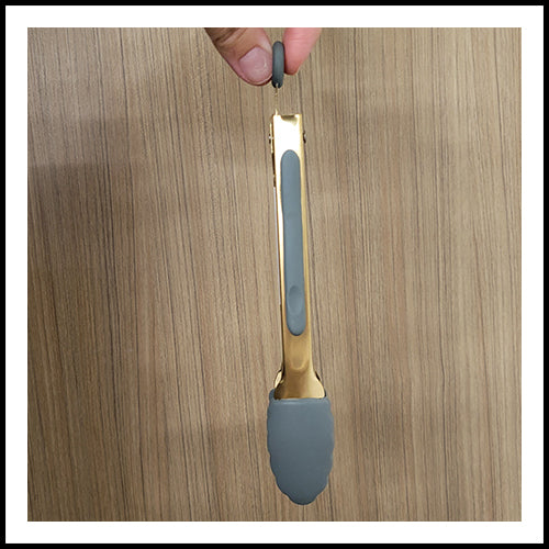 7" Gold/Steel Blue Locking Tongs