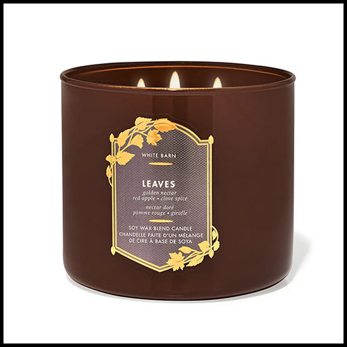 White Barn Leaves 3 Wick Candle