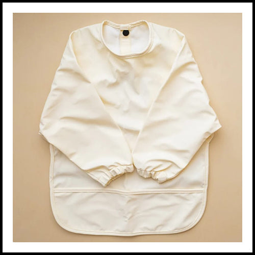 Long Sleeve Silicone Bib - Cream