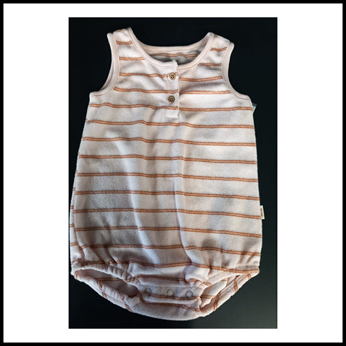 Baby Terry Cloth Striped Romper - 12mths