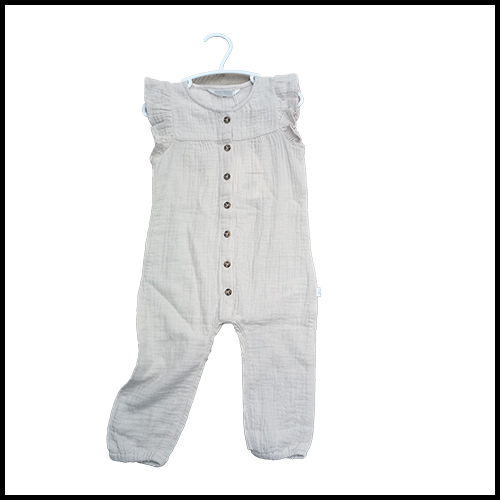 Petit Lem Cream Muslin Romper - 18mths