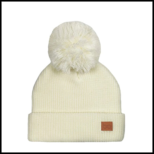 Baby PomPom Toque - Ivory - 0-6mths