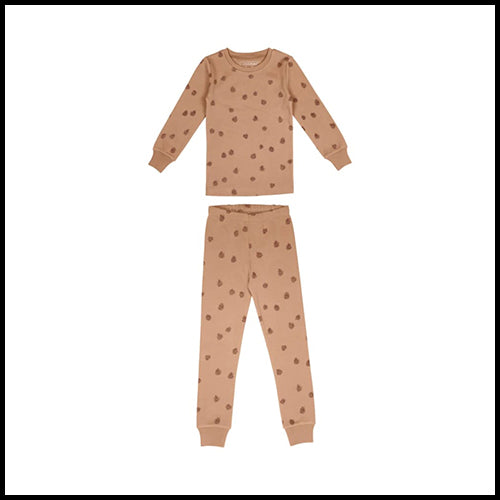 2pc Kids Pinecone Print PJ'S   - Nutmeg - 3T