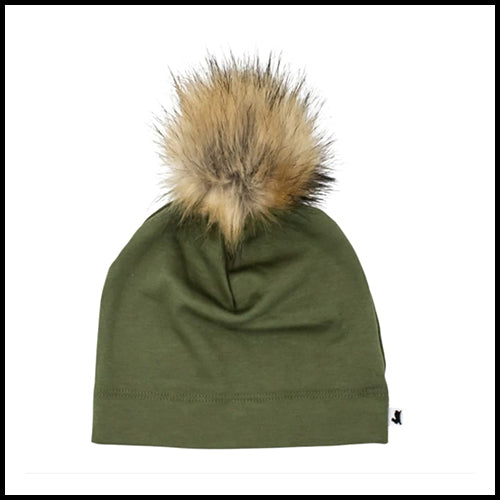 Little & Livley PomPom Beanie - Olive - 6-24mths