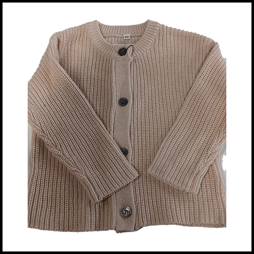 Ribbed Knit Cardigan - Beige - 1-2Y