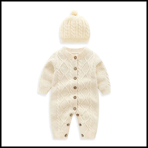 2pc Baby Cable Knit Set - Cream - NB