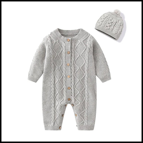 2pc Baby Cable Knit Set - Grey - 3mths