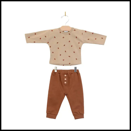 City Mouse Baby Boy Set- Rust Acorns - 6-9mths