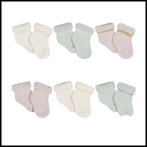 Gerber 6pk Terry Bootie Socks  -Avo - 0-3mths