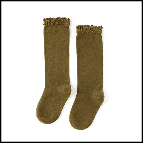 Little Stocking Co Knee High Lace Top Socks - Fern