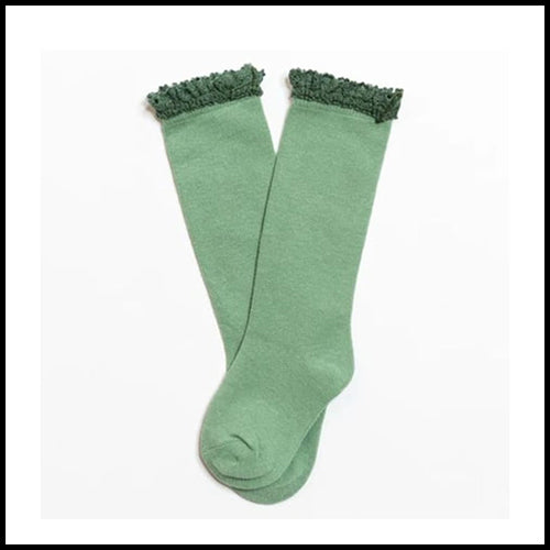 Little Stocking Co Knee High Lace Top Socks - Spearmint