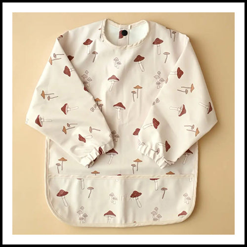 Minika Long Sleeve Bib -Mushroom