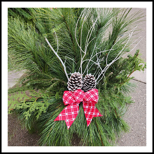 Winter Arrangement Red Bow 10"