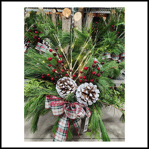 Winter Arrangement Plaid Bow 14"