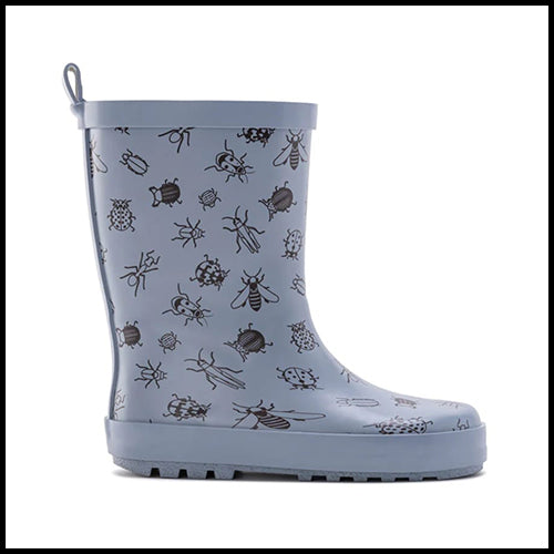 Rubber Rain Boots Blue With Bugs  size 11