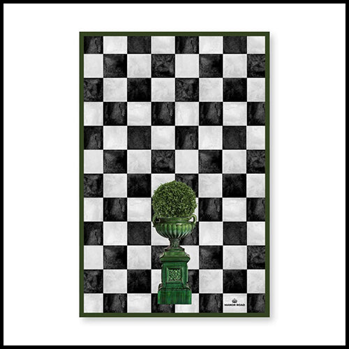 Manor Road Courtyard Green Microfiber Tea Towel