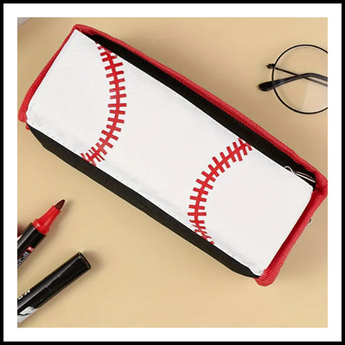 Oxford Cloth Soft Zipper Pencil Case - Baseball