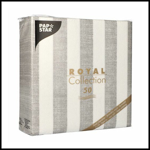 Papstar Royal Collection Grey Lines Napkin 40x40 50pk