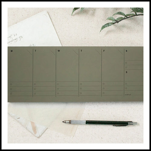 Utility House Weekly Planner Green Paper Notepad