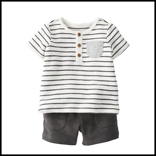 Baby 2  Piece Short set  Grey  3mth
