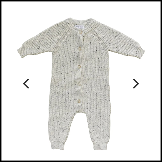 Mebie baby Heather Grey Chuncky Knit Button Romper 6-12mth