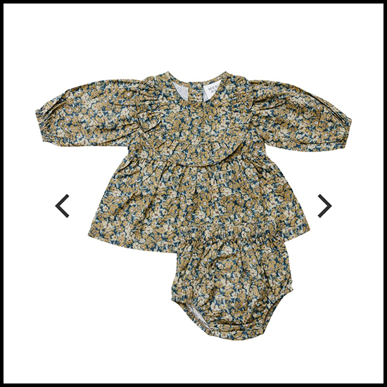 Mebie Baby Venetian Floral Long Sleeve Ruffle Cotton Dress 6-12mths