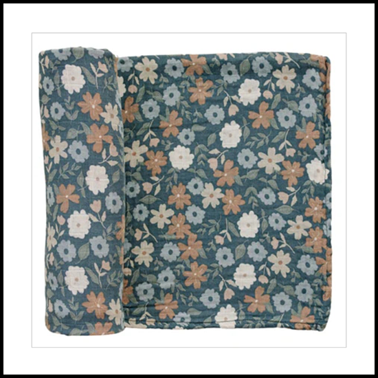 Meibie  Baby Midnight Floral Muslin Swaddle Blanket