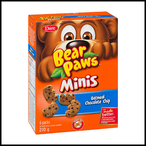 Dare Bear Paws Minis Oatmeal Chocolate Chip Cookies 6x35g