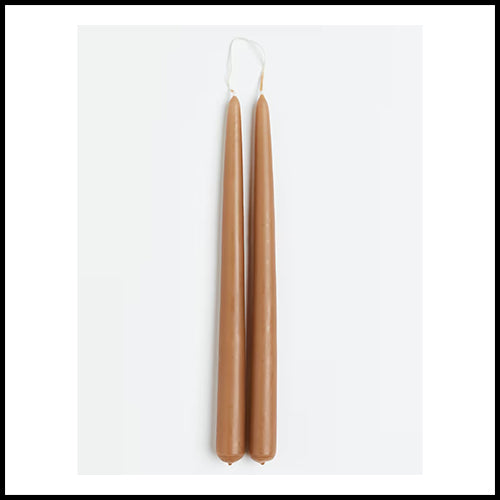 H&M Home Dark Beige Tapered Candle x2