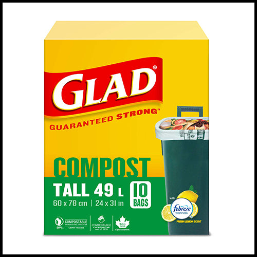 Glad Tall Odor Shield Compostable Bags 49L 10 EA