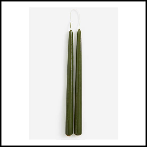 H&M Home Dark Green Tapered Candles x2