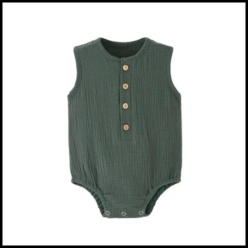 Muslin Romper - Green - 6-9mths  (Morris)