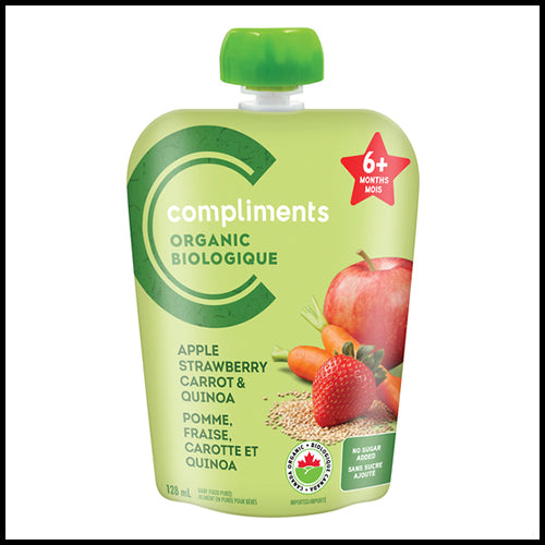 Compliments Organic Apple Strawberry Carrot Quinoa Baby Puree Pouch 128ml