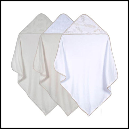 Hooded Towel set of 3   - Natural Leaves