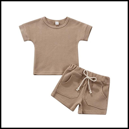 Short and Tee 2pcs Set  Beige  2T