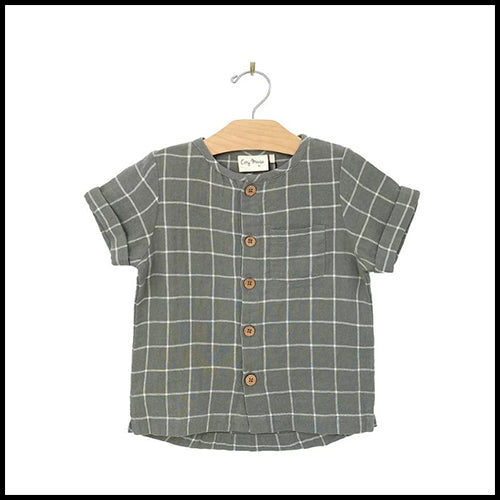 City Mouse Muslin Windowpane Short Sleeve Top - 6Y