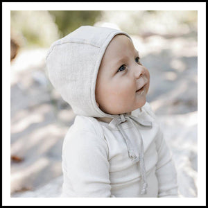 Briar Sand Linen Bonnet 12-18mths