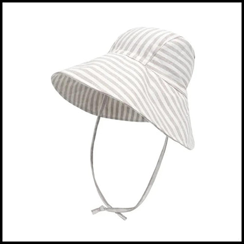 Linen Stripped Baby Sunhat - 12-24mths