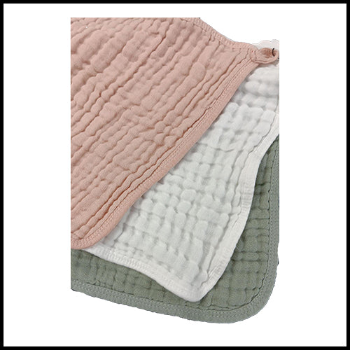 Kids Muslin Washcloths 3pk sage/white/blush