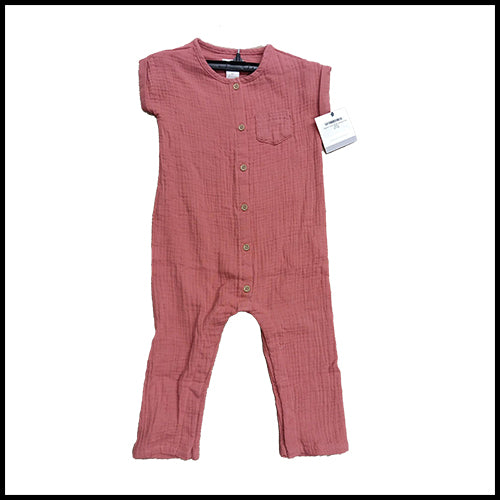 Organic Cotton Muslin Jumpsuit - Clay -18mths