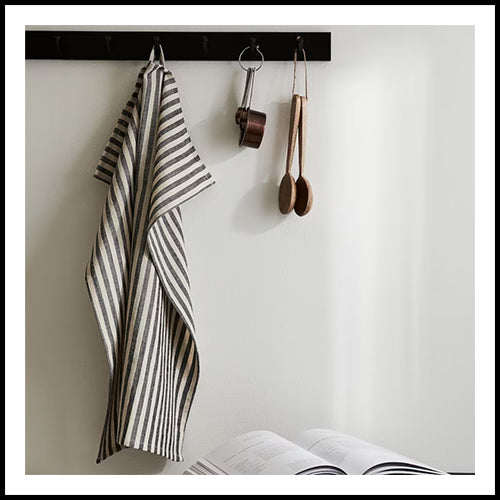 H&M Home Grey and Cream Striped Tea Towel