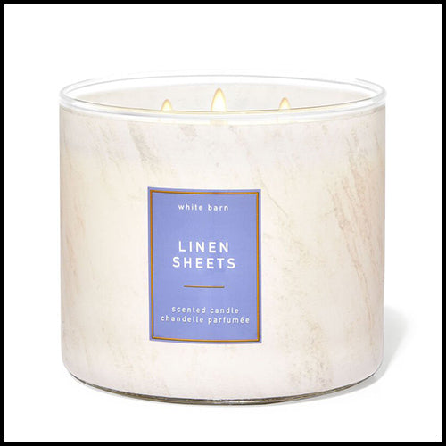 White  Barn 3 Wick Candle Linen Sheets