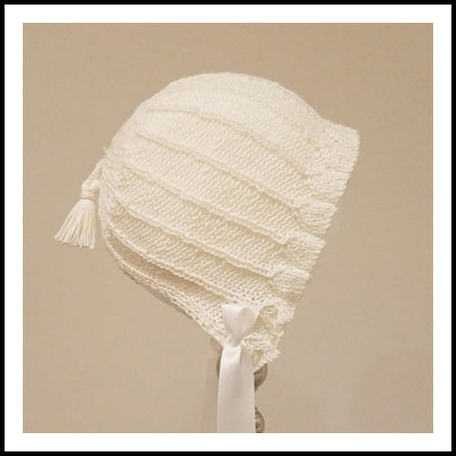 Rachel Winter White Knit Bonnet - Medium - 6-12mths