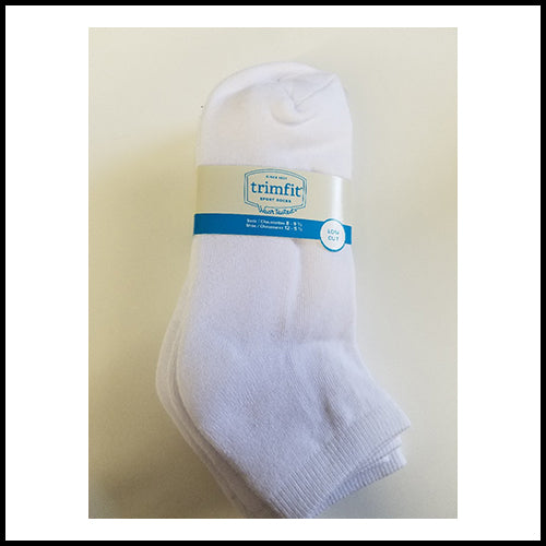 Trimfit White Style #1821 Low Cut Comfortoe Socks Medium Shoe Size 12 - 5.5 3pr