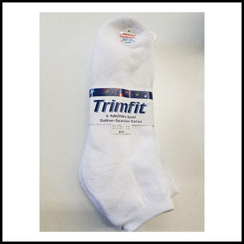 Trimfit White Style #1821 Low Cut Comfortoe Socks Large Shoe Size 4 - 10 3pr