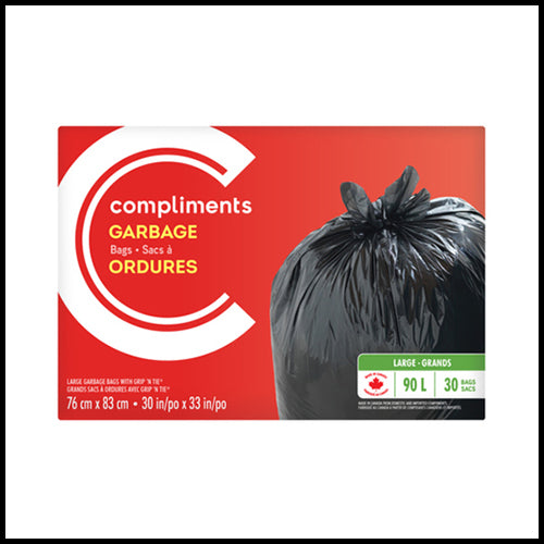 Compliments Grip N Tie 90L Recycling Bags 30ct