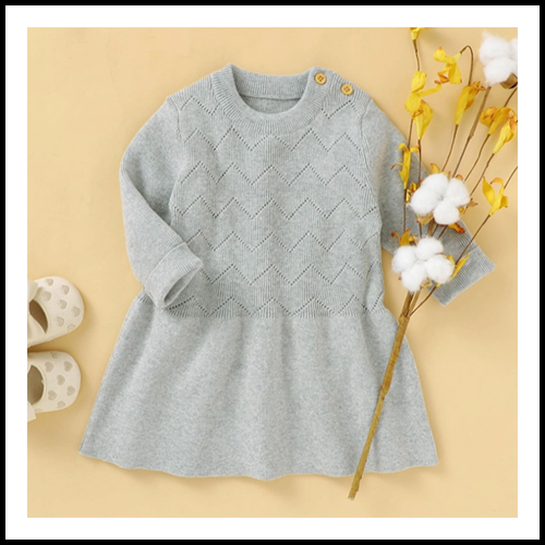 Baby Knit Dress Light Gray - 9-12 Month