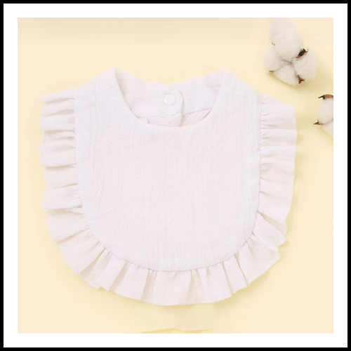 Baby Bib White Ruffle